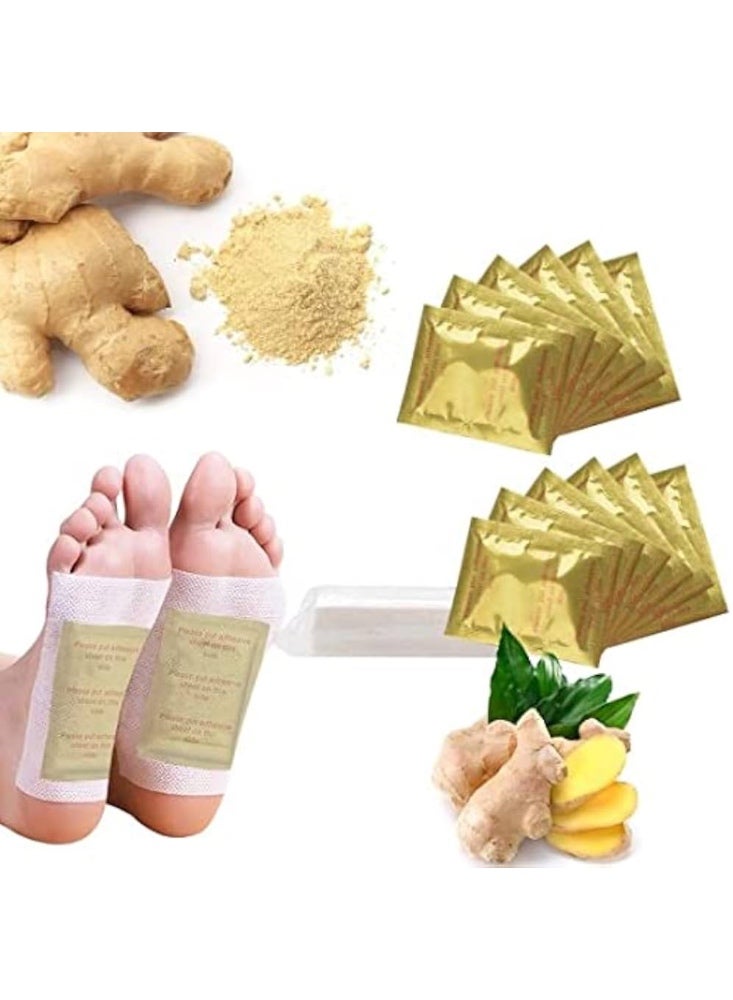 لاصقات كينوكي الذهبية بالزنجبيل لتنقية القدمين – لاصقات عشبية للتنظيف والاسترخاء – عبوتان (20 لاصقة) - Image 4